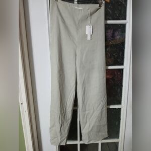 VinceWomen’s 18Linen Blend Pants Wide Leg High Rise Gray green Pull On Silky